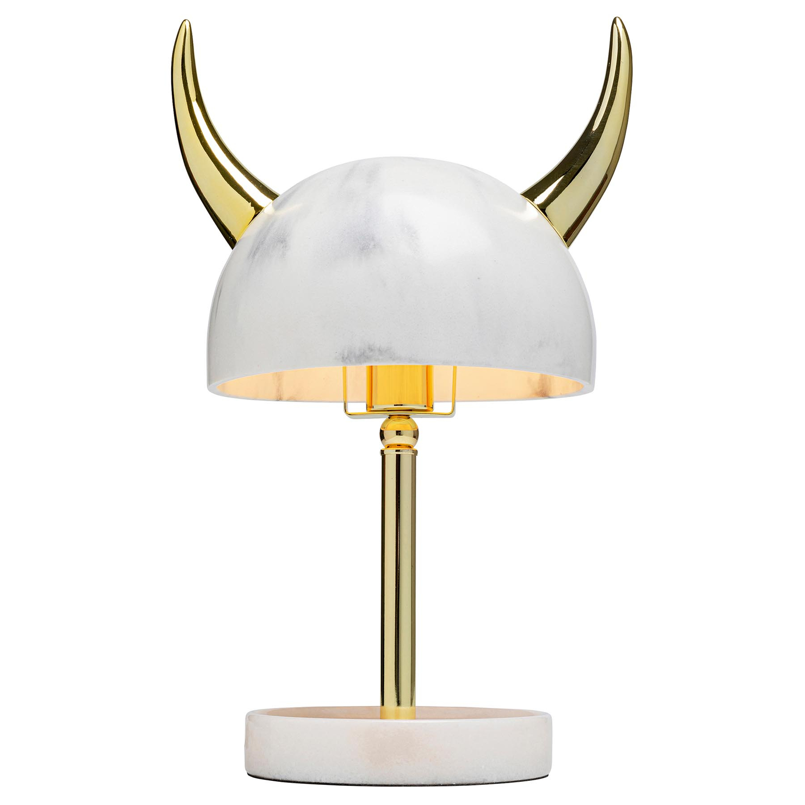 Kare KARE Horn table lamp gold, white, for Living / Dining Room, marble, steel, polyresin (artificial stone), E27, 40 W, energy efficiency: A++, H: 48.5 cm