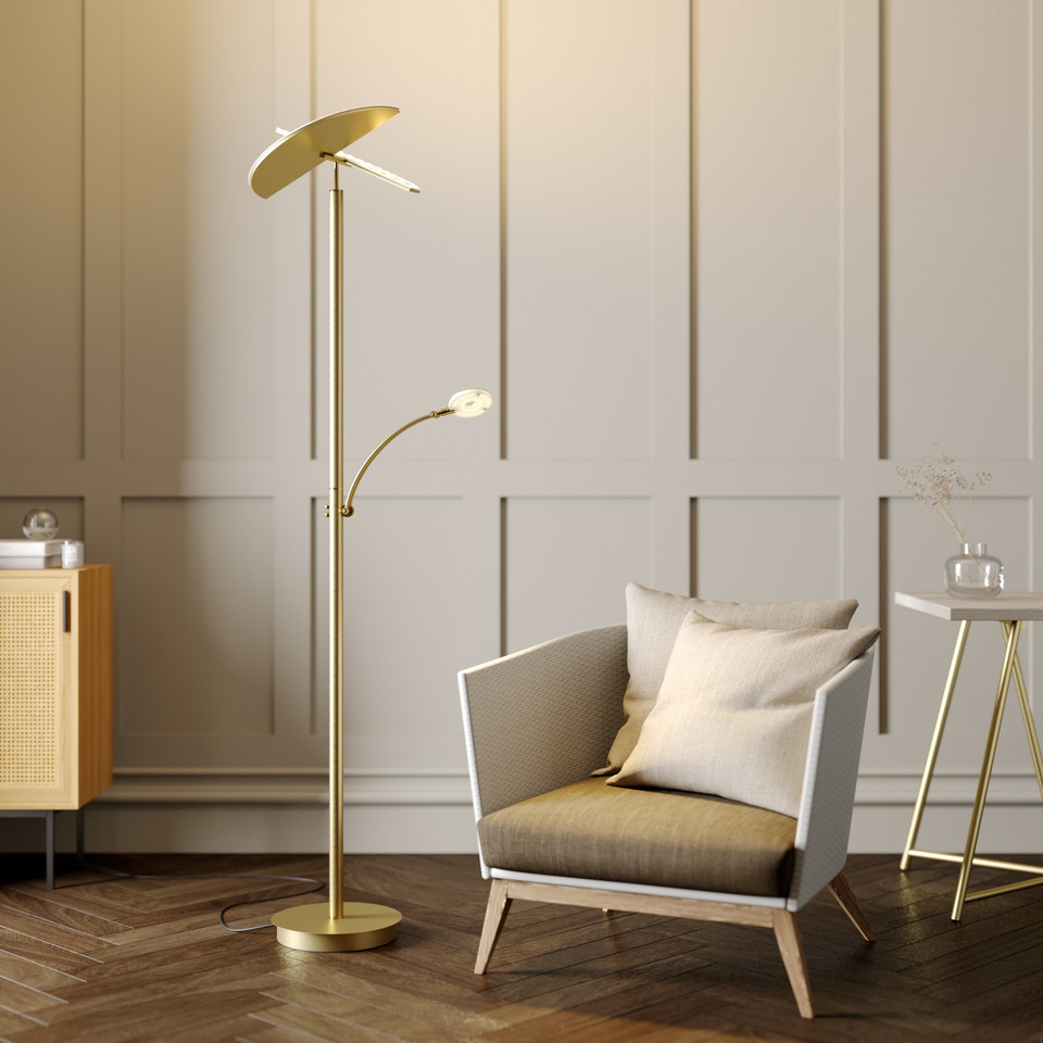 Lucande Anniki LED-golvlampa, guld / mässing från Lucande
