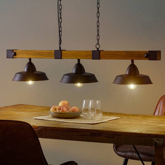 Lampadario Industriale Lampada A Sospensione in Legno Rustico Marrone