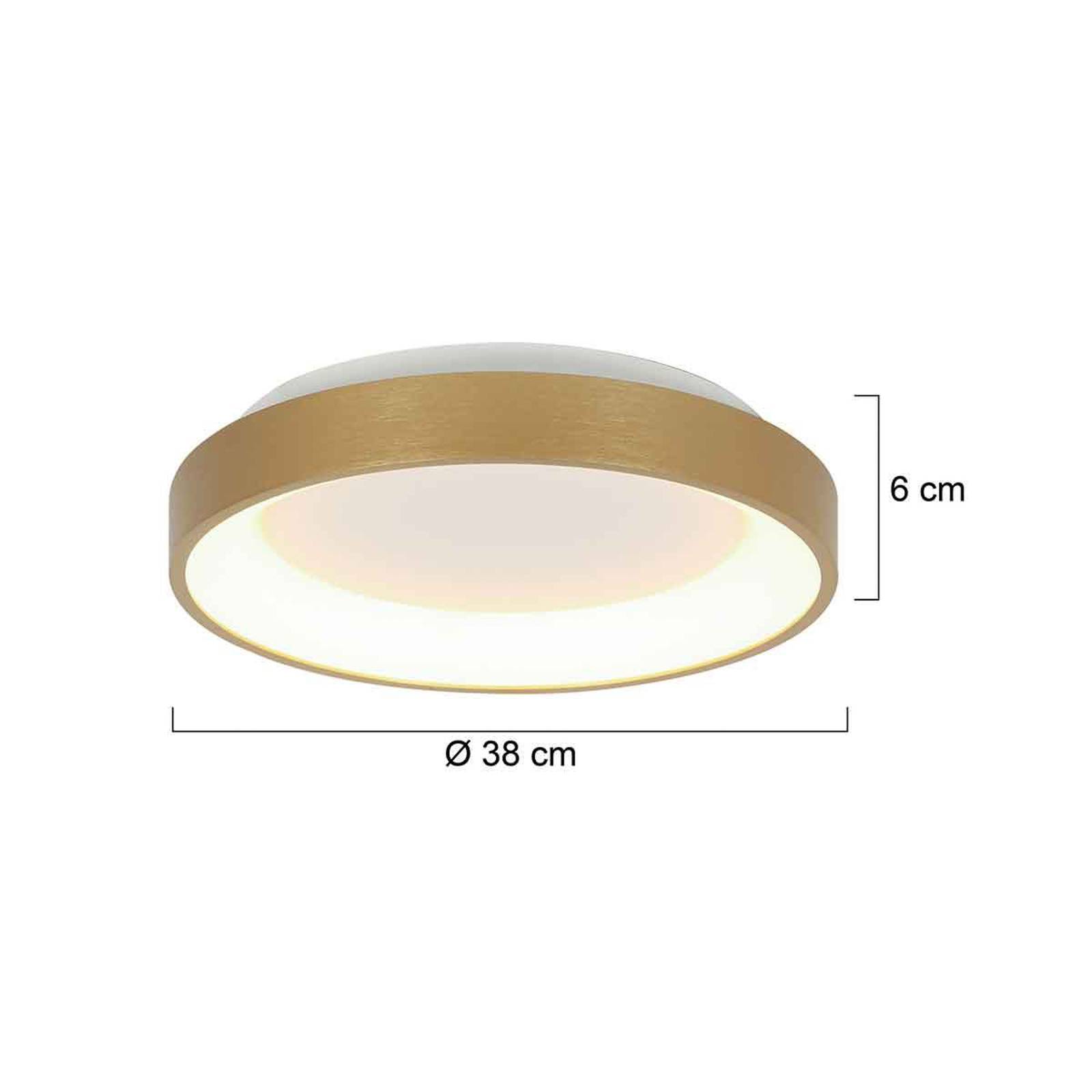 Stropné svietidlo Ringlede LED, zlaté, výška 6 cm, Ø 38 cm