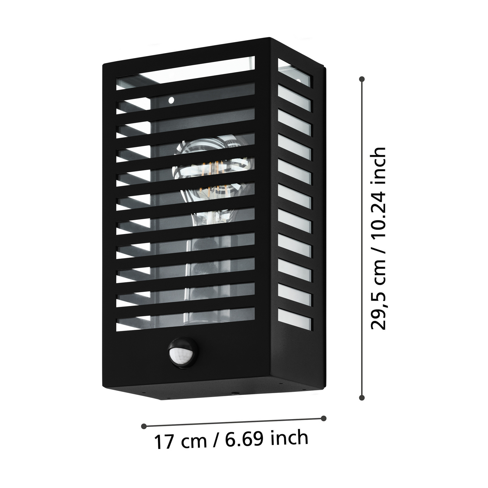 Buitenwandlamp Alamonte 3, zwart, met sensor