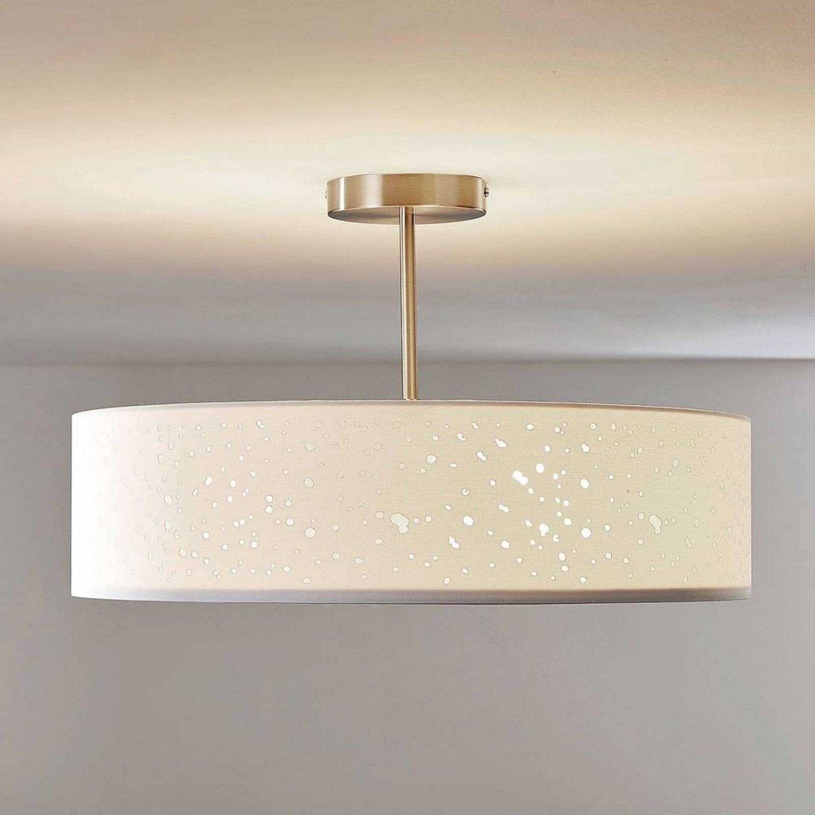 Umma Ceiling Lamp H30 White/Satin Nickel - Lindby