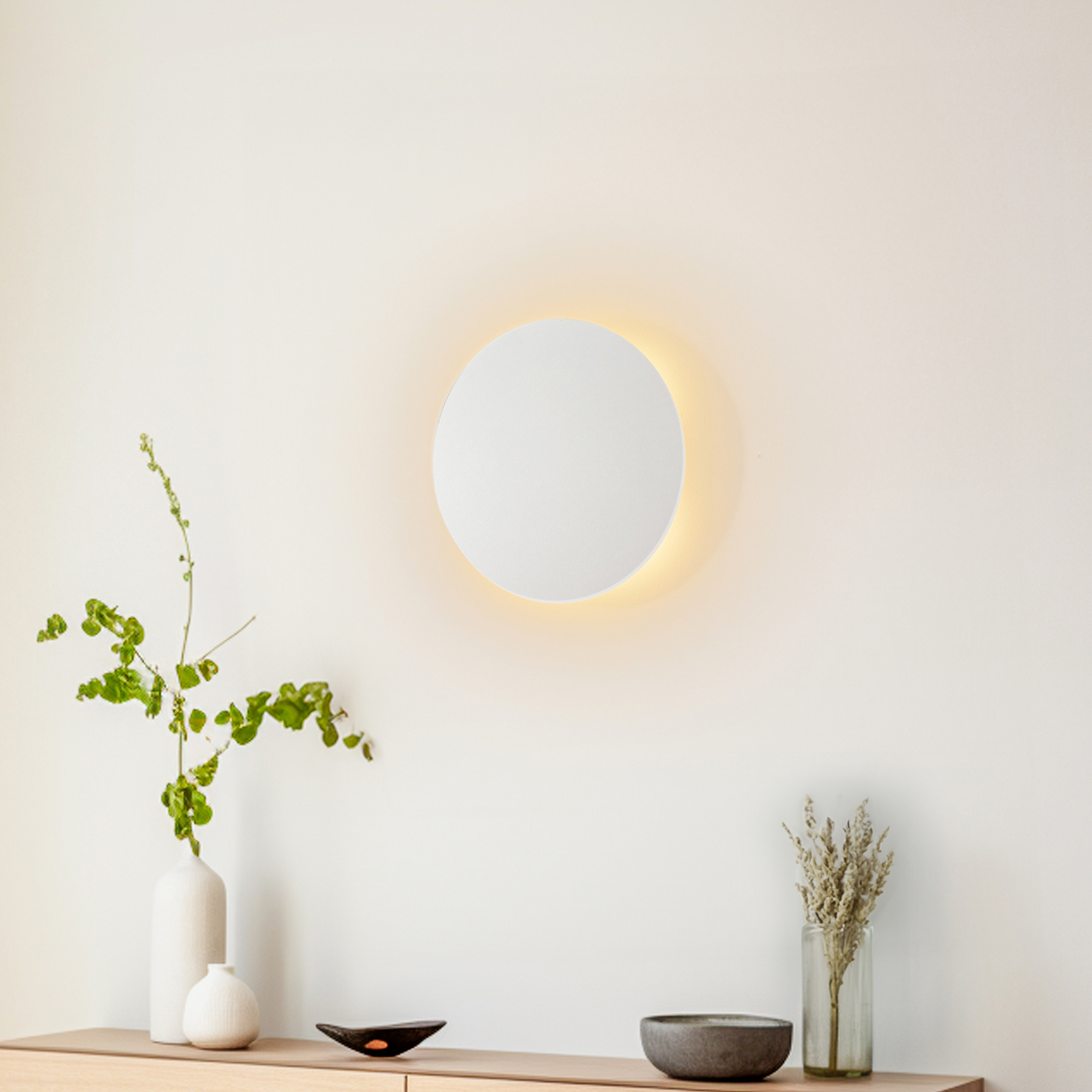 Applique murale Lunia New, blanche, Ø 30 cm