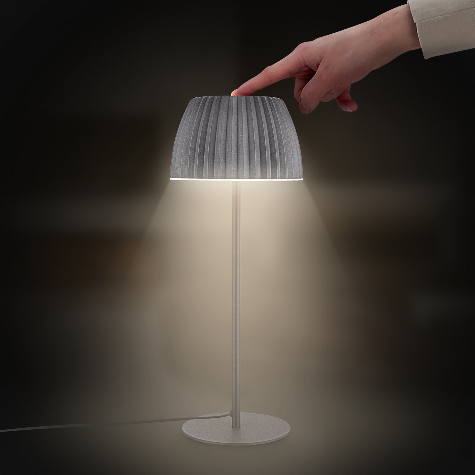 Loca LED table lamp, anthracite, height 36 cm, metal/plastic