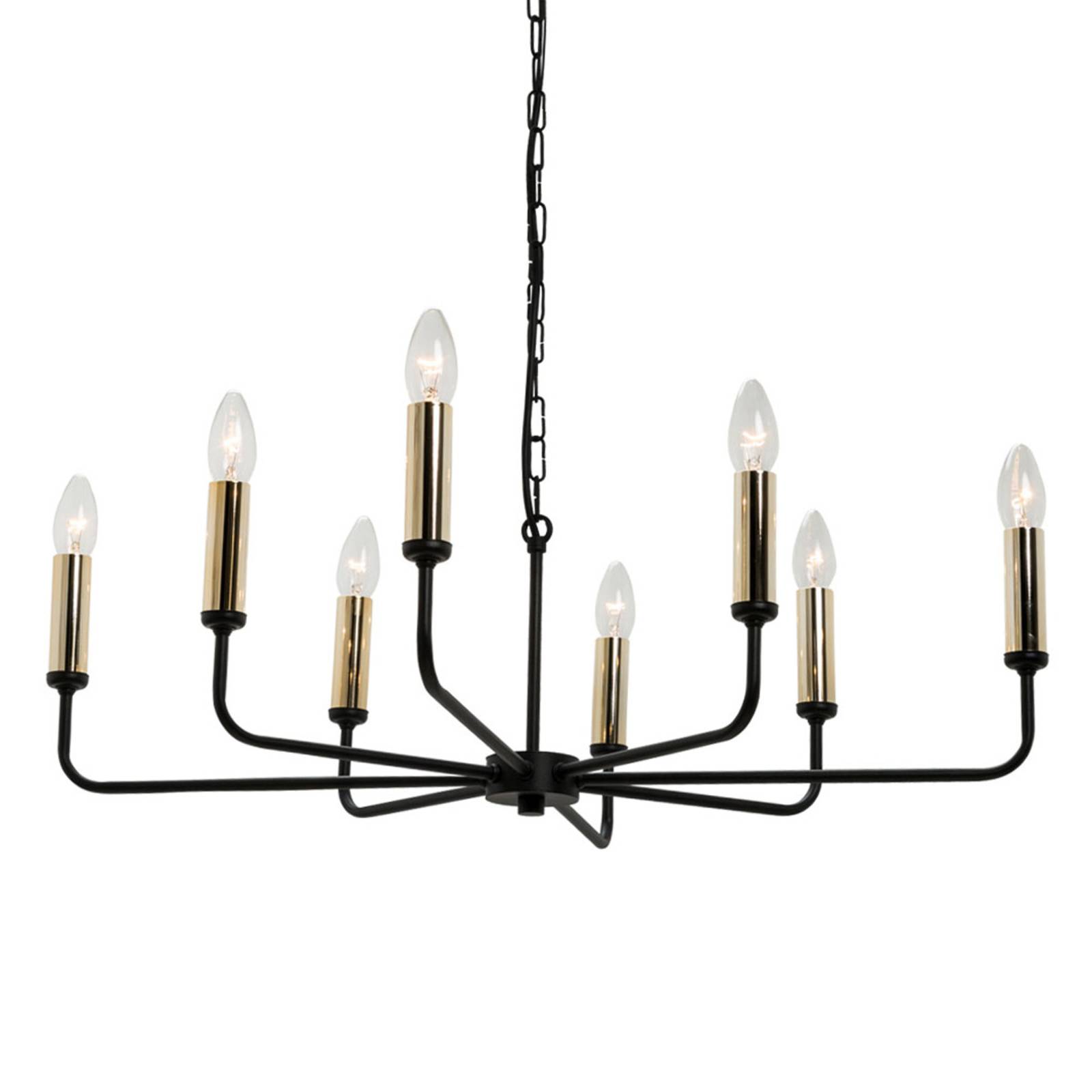 Ljuskrona Ampli, svart/guld, 8 lampor