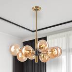 Natalia ceiling light, 8-bulb, glass, gold