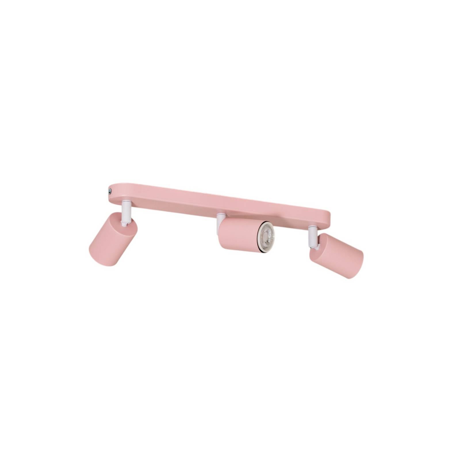 Deckenstrahler Livia, rosa, 52 cm, 3-flg., Metall, GU10