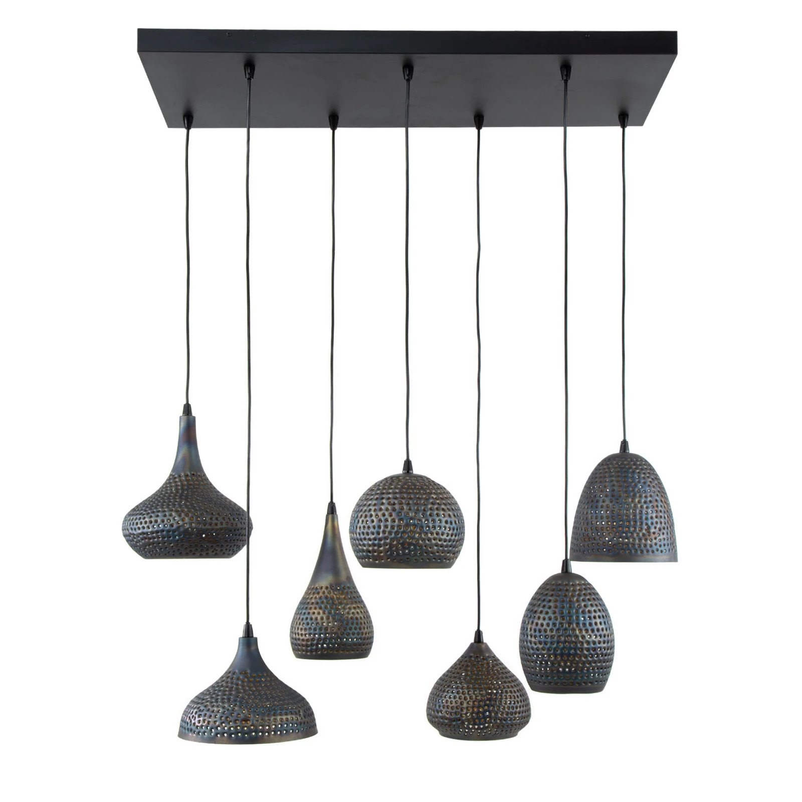 Lámpara colgante Punchray, 7 luces, mezcla formas