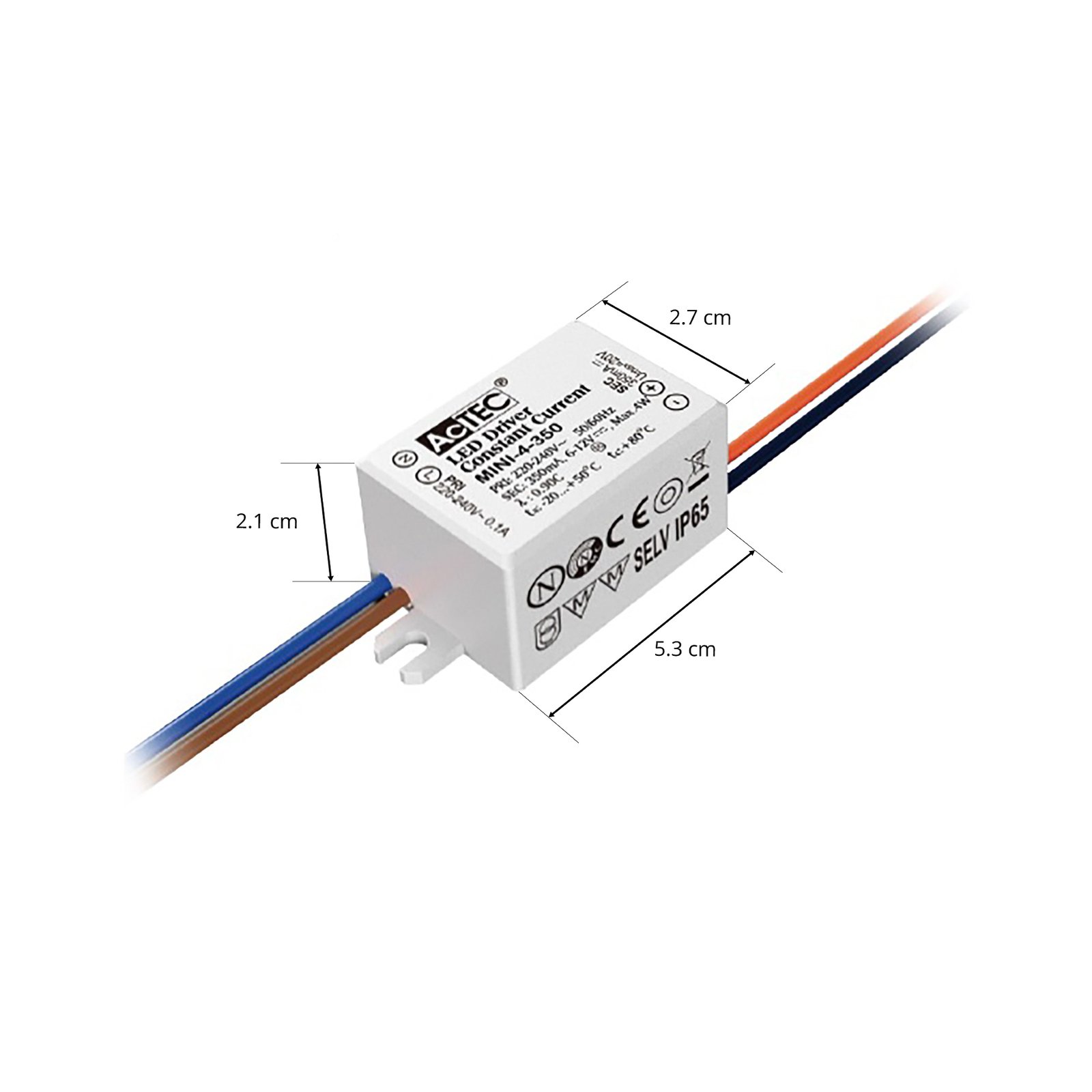 AcTEC Mini sterownik LED CC 350mA, 4W, IP65