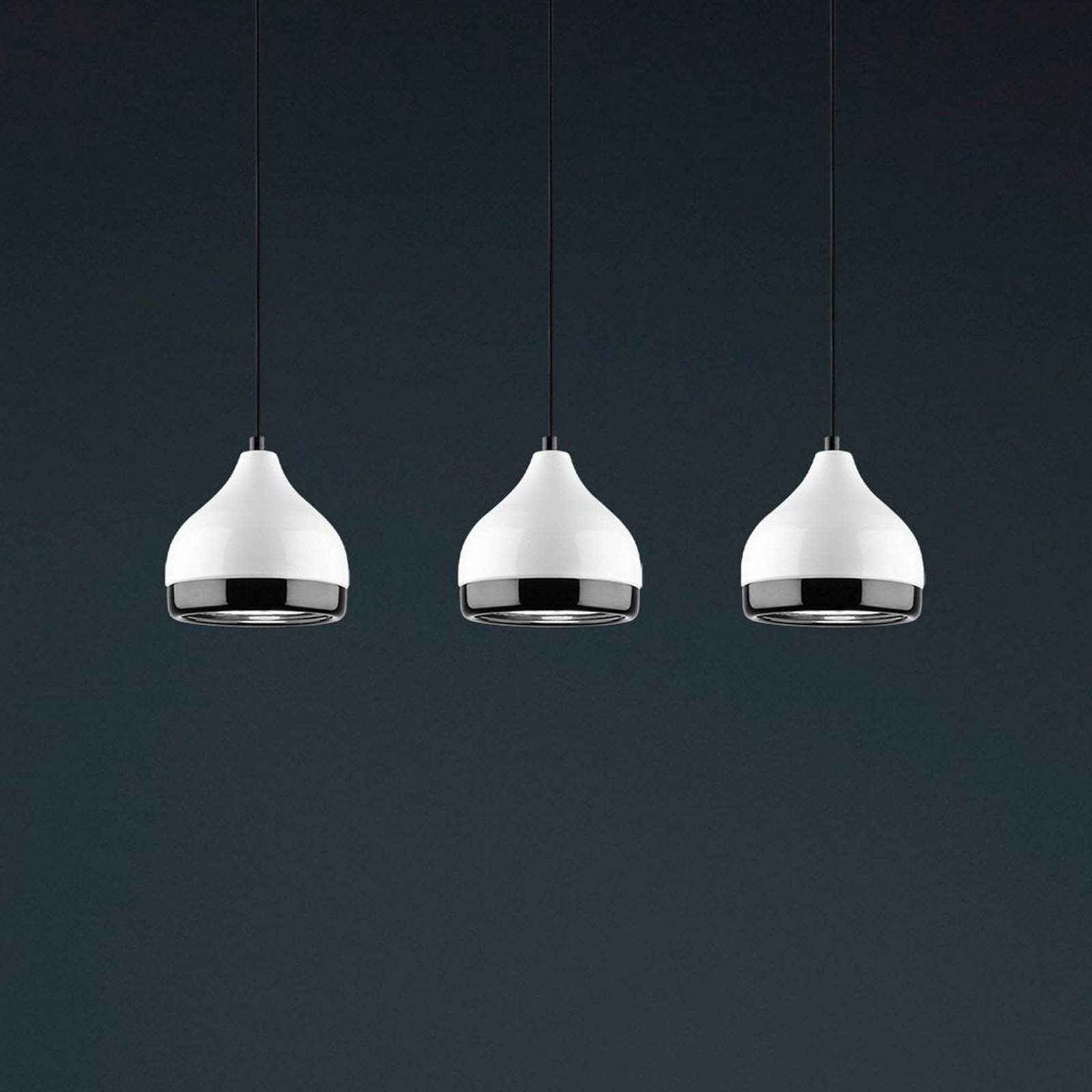 Opviq Suspension Yildo 6878 blanc/noir métal à 3 lampes linear