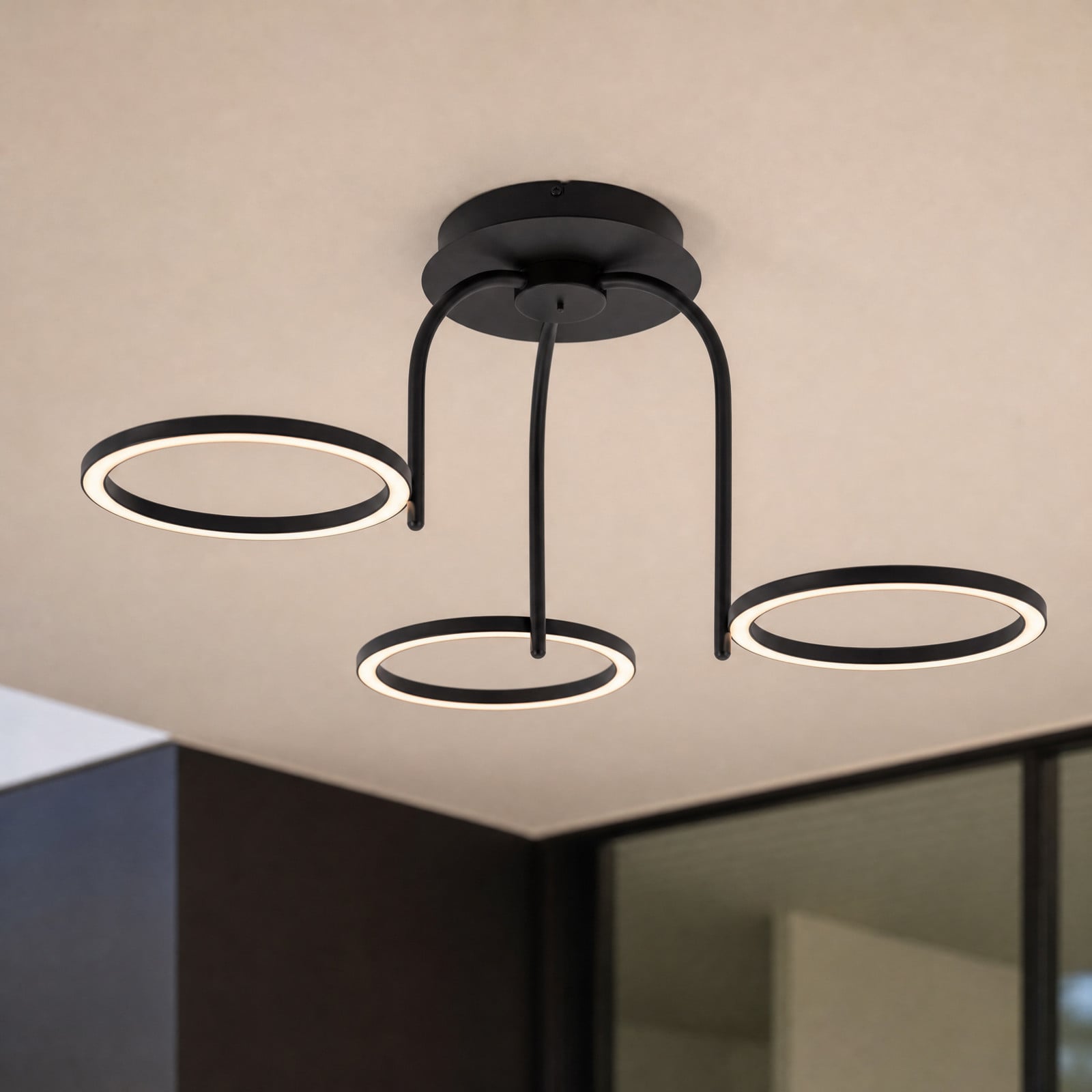 Sylvara LED-utomhustaklampa med 3 lampor, CCT, svart – Lucande - Design - Metall - Med flera ljuskällor