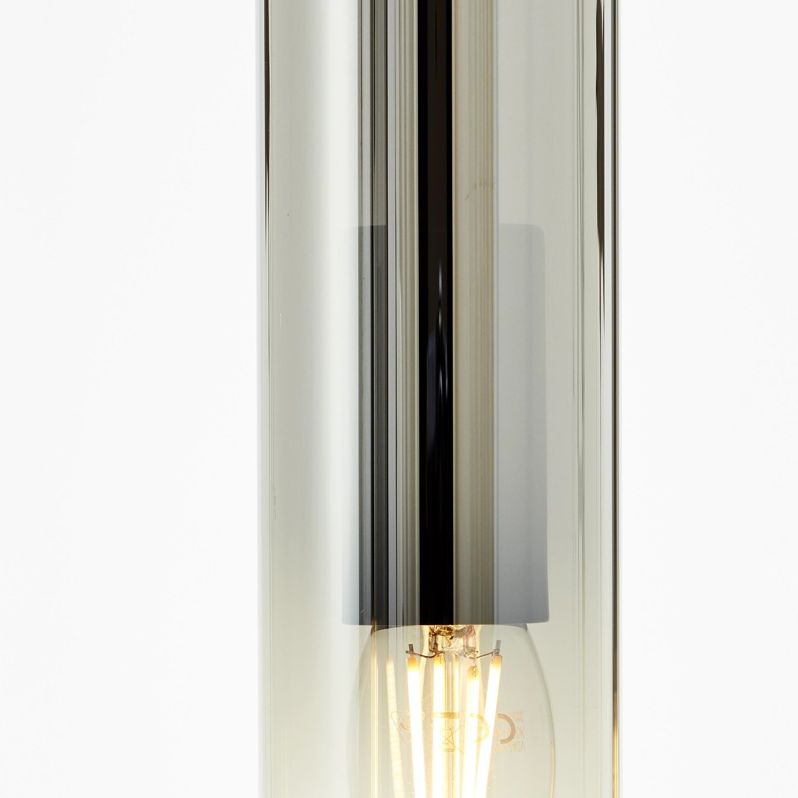 Függőlámpa Glasini, 95 cm hosszú, füstszürke, 5 lámpás, üveg