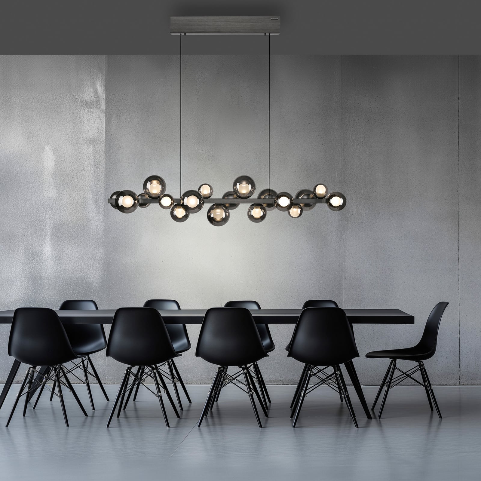 E-Popup LED-Hängelampe, platin, Glas, CCT, 18-flg. - PURE E-Popup LED-Hängelampe, platin, Glas, CCT, 18-flg. - PURE