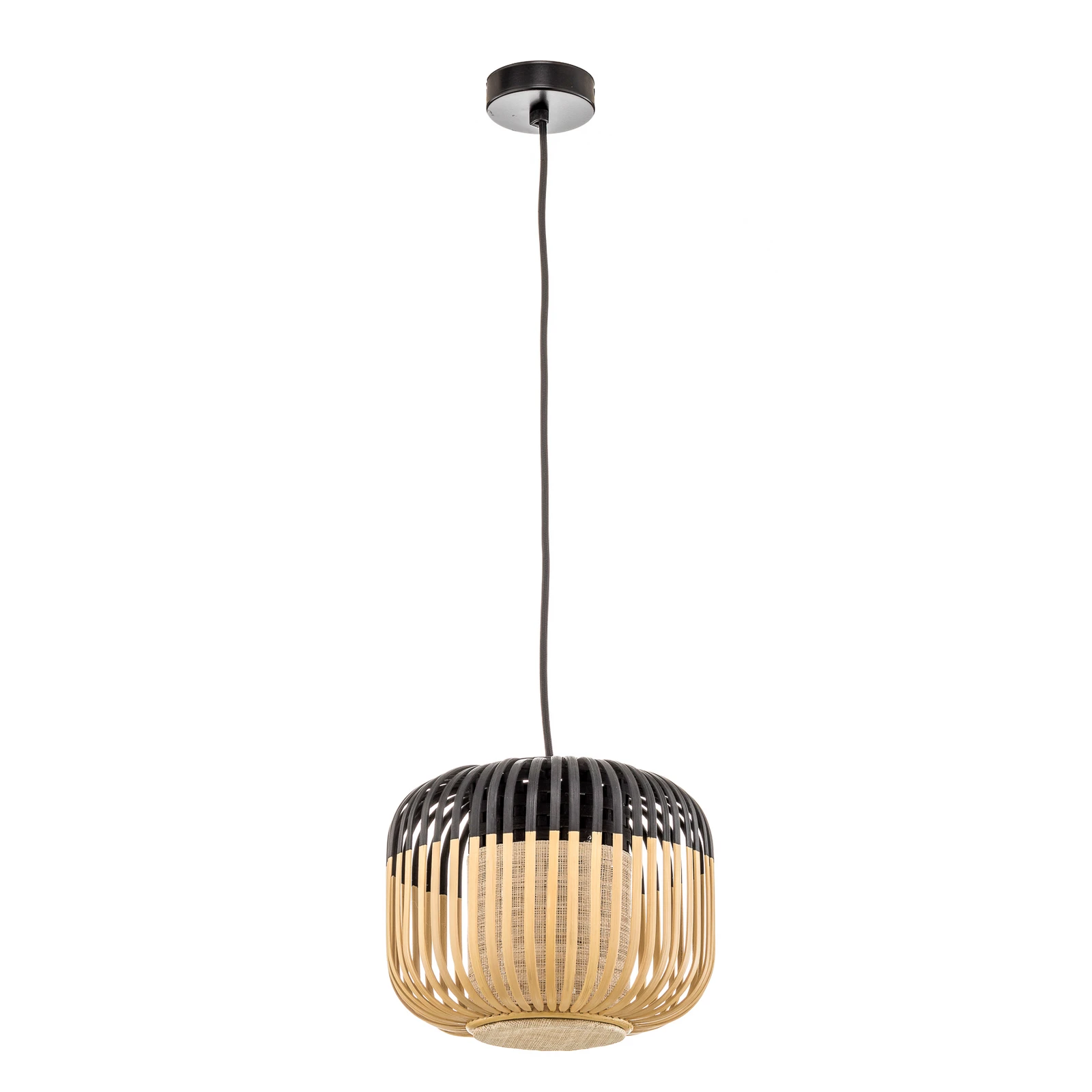Lámpara colgante Forestier Bamboo XS, Ø 27 cm, negro