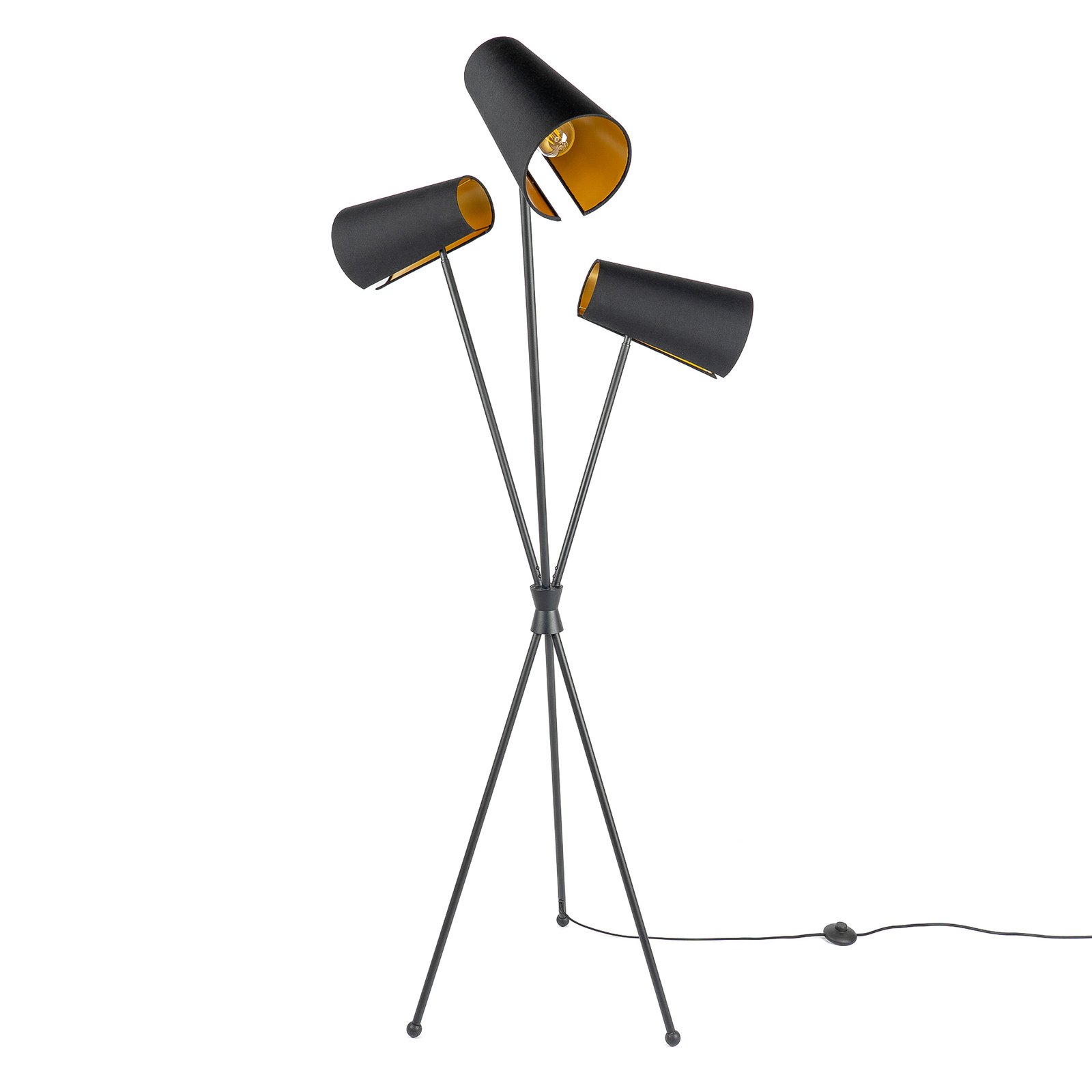 Vloerlamp Lucande Coleris, 3-lamps, textiel