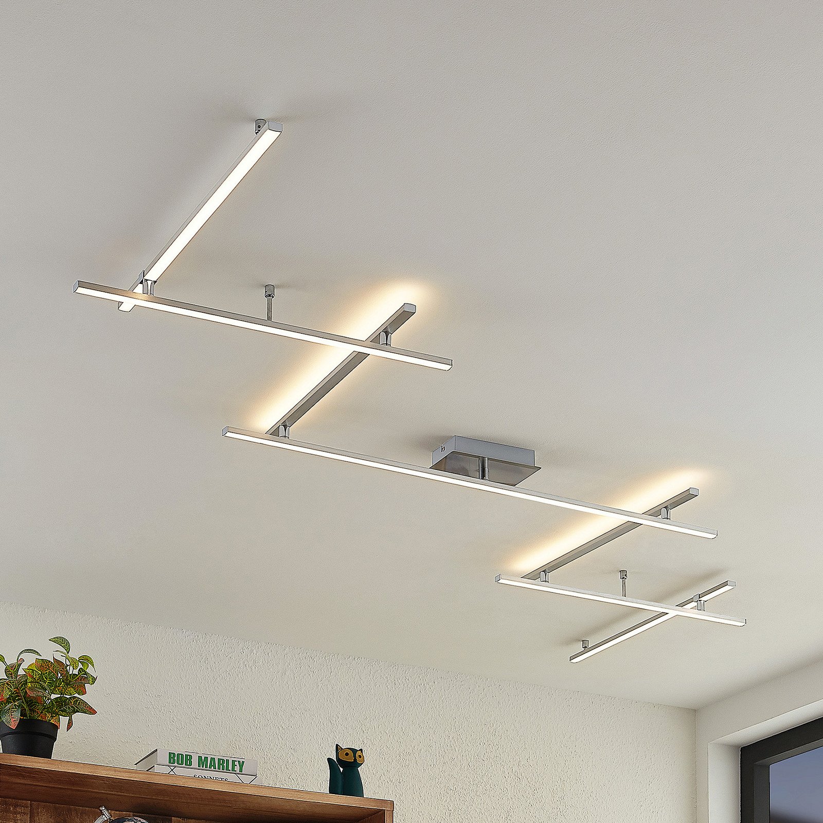 Lindby plafonieră LED Kerem 345 cm culoare nichel metal - Camera de zi / sufragerie - modern