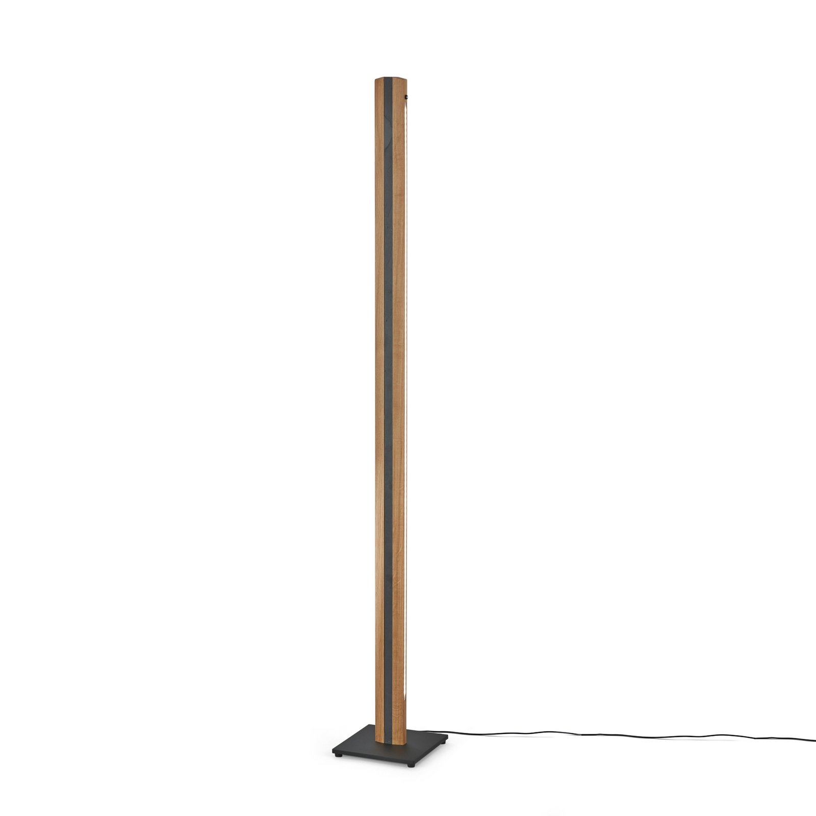 Quitani LED-Stehleuchte Elis, schwarz, Eiche, dimmbar, 148cm