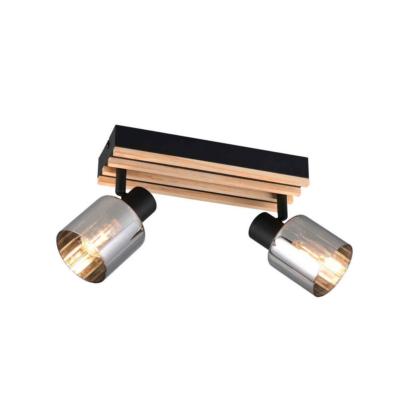 Svetilka Travia, dolžina 39 cm, 2-plamenska, črna/dimno siva