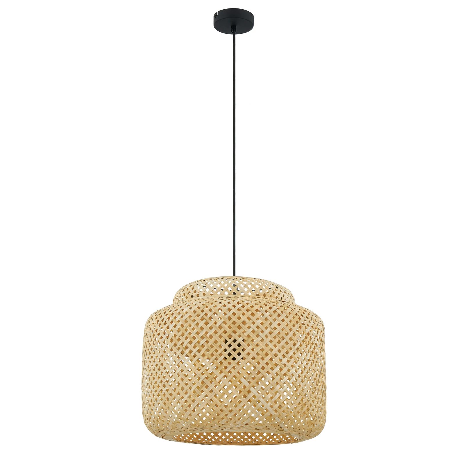 "Lindby Venora" pakabinamas šviestuvas, Ø 40 cm, vieno lygio, bambukas, E27