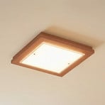 Plafoniera Tally, larghezza 32 cm, terracotta, legno, E27