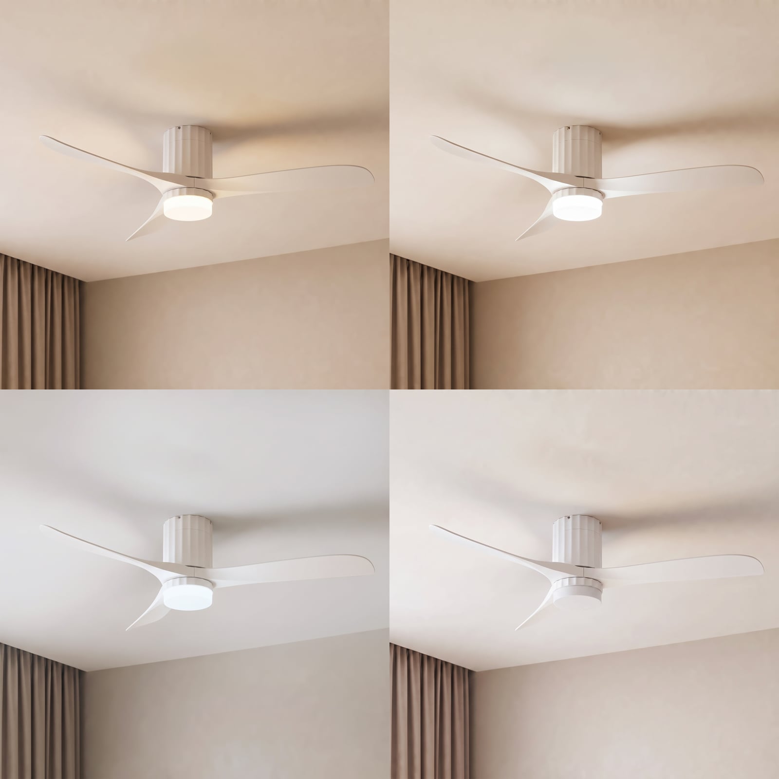 Lucande LED plafondventilator Novri, wit, Ø 132 cm, CCT Lucande LED plafondventilator Novri, wit, Ø 132 cm, CCT