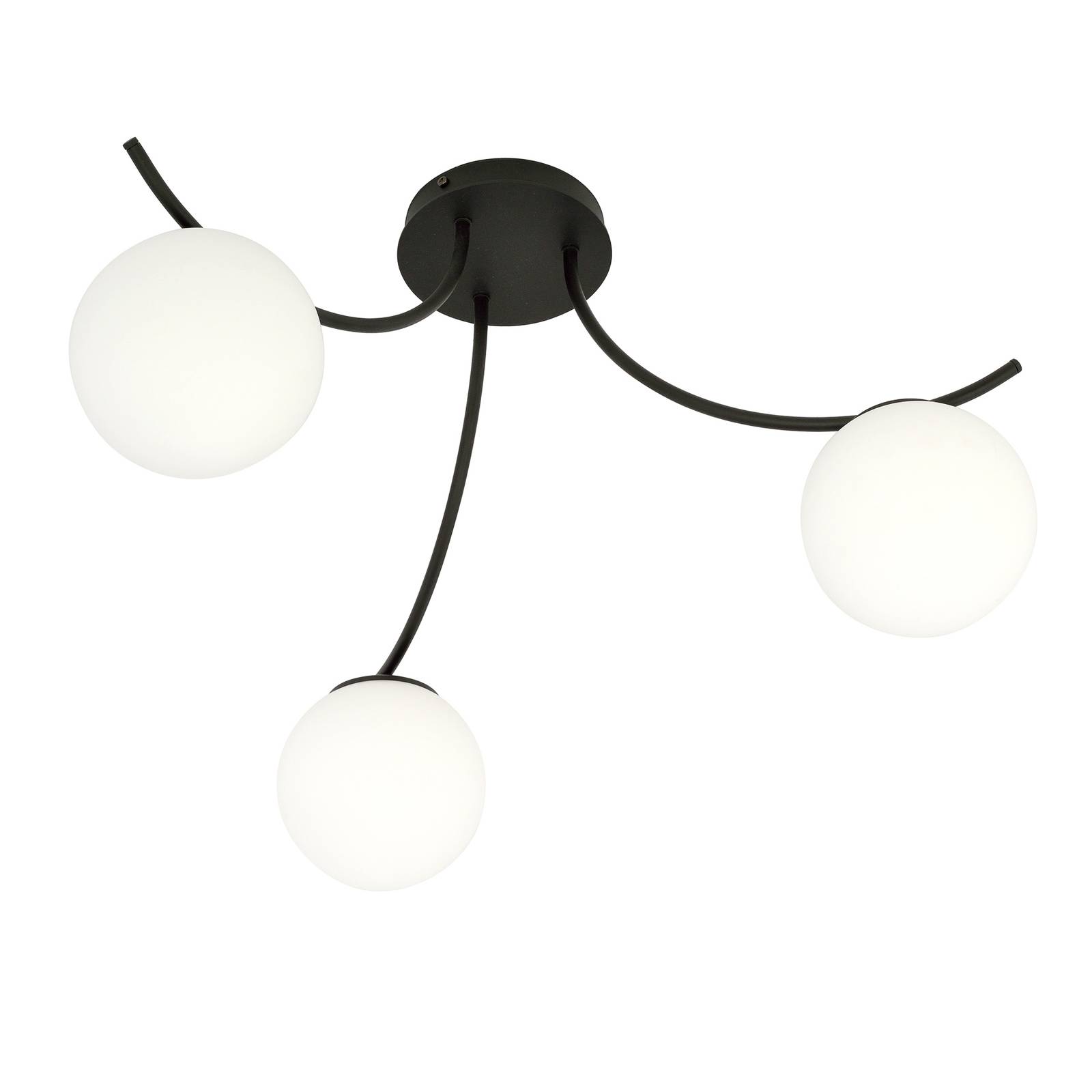 Lampa sufitowa Boston, czarna/ opalowa, 3-pkt.