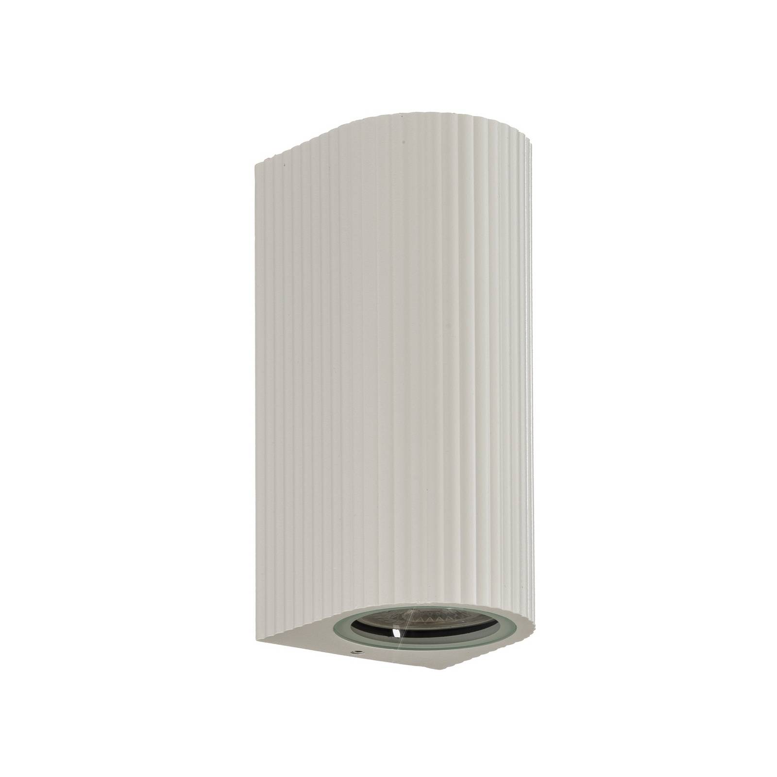 Lindby Kinkiet zewnętrzny Aluvo, biały, 16 cm, IP65, karbowany