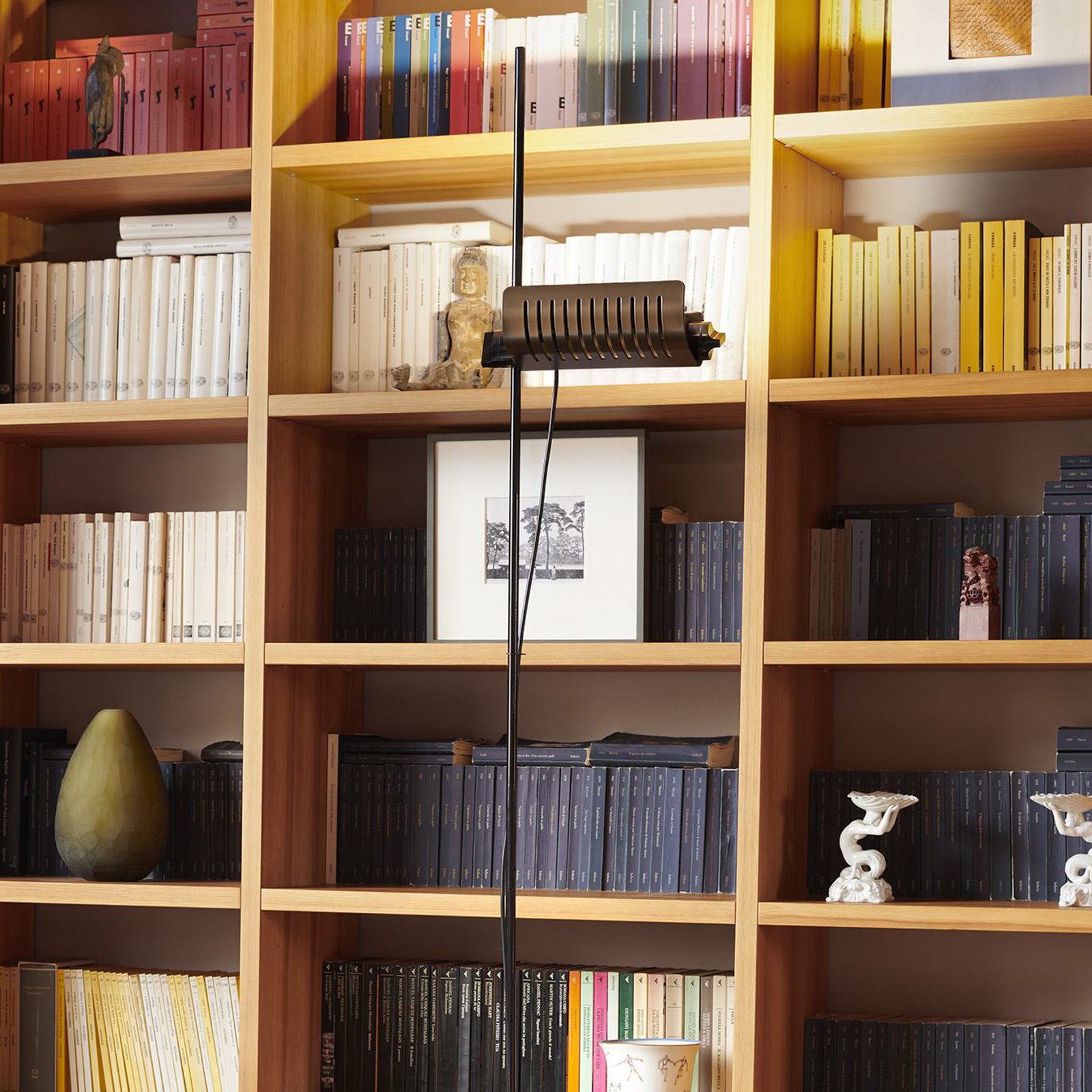 Oluce LED floor lamp Colombo, bronze/chrome, metal