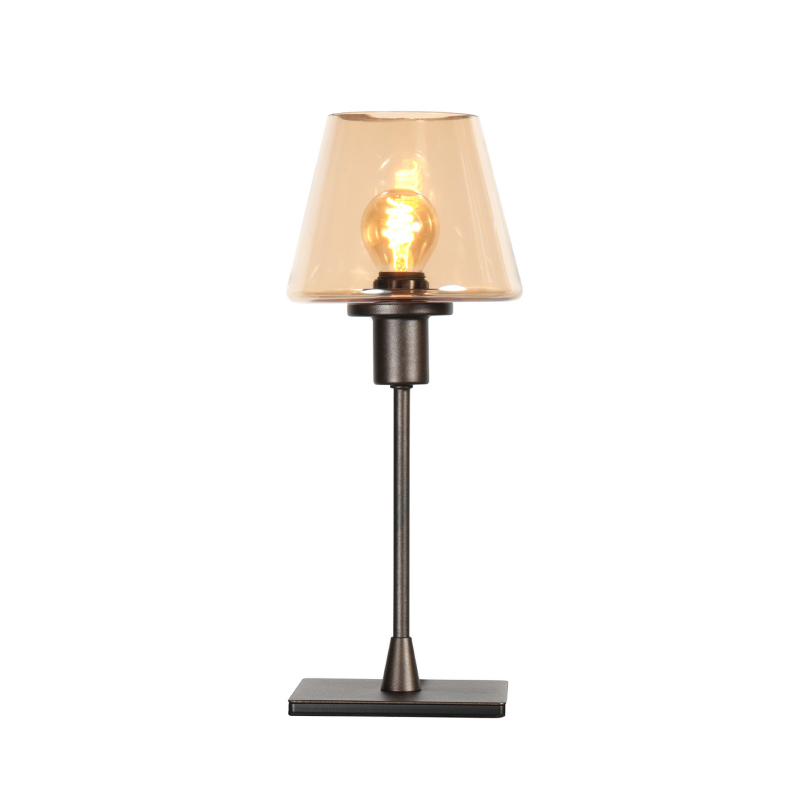 Galda lampa „Ancilla“ brūna/dzintara krāsā, 33 cm, metāls, stikls, E14