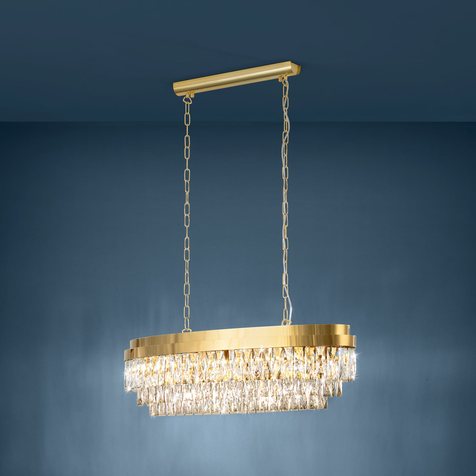 Suspension Stars of Light Valparaiso, dorée, 90 x 30 cm, métal