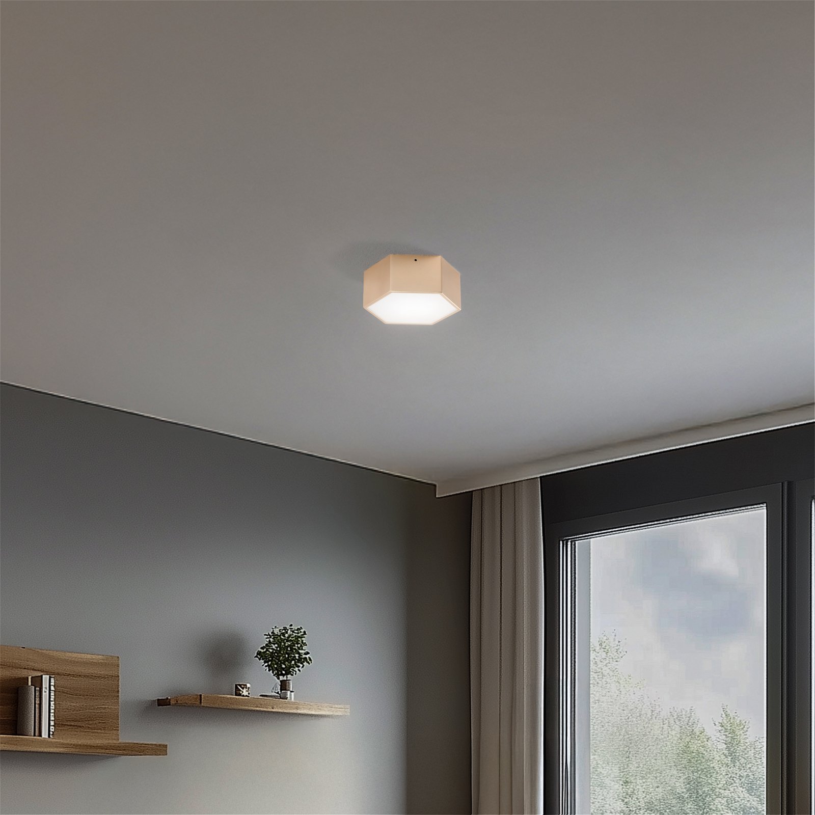 LED-taklampa Libre, guldfärgad, stål, 3 000 K