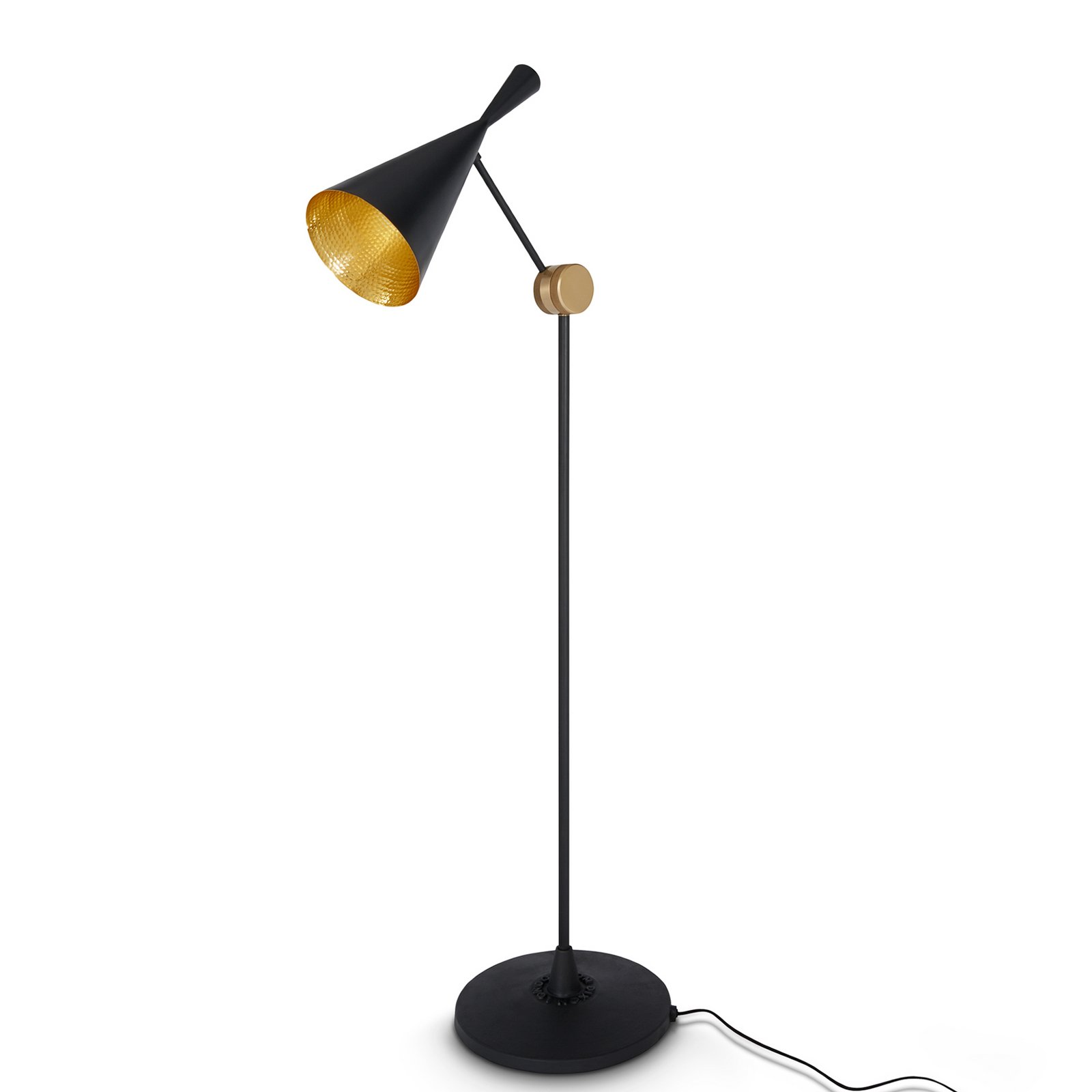Tom Dixon LED floor lamp Beat, black, height 157 cm, brass