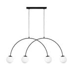 Hanglamp Nova, glas/metaal, zwart/wit, 4-lamps
