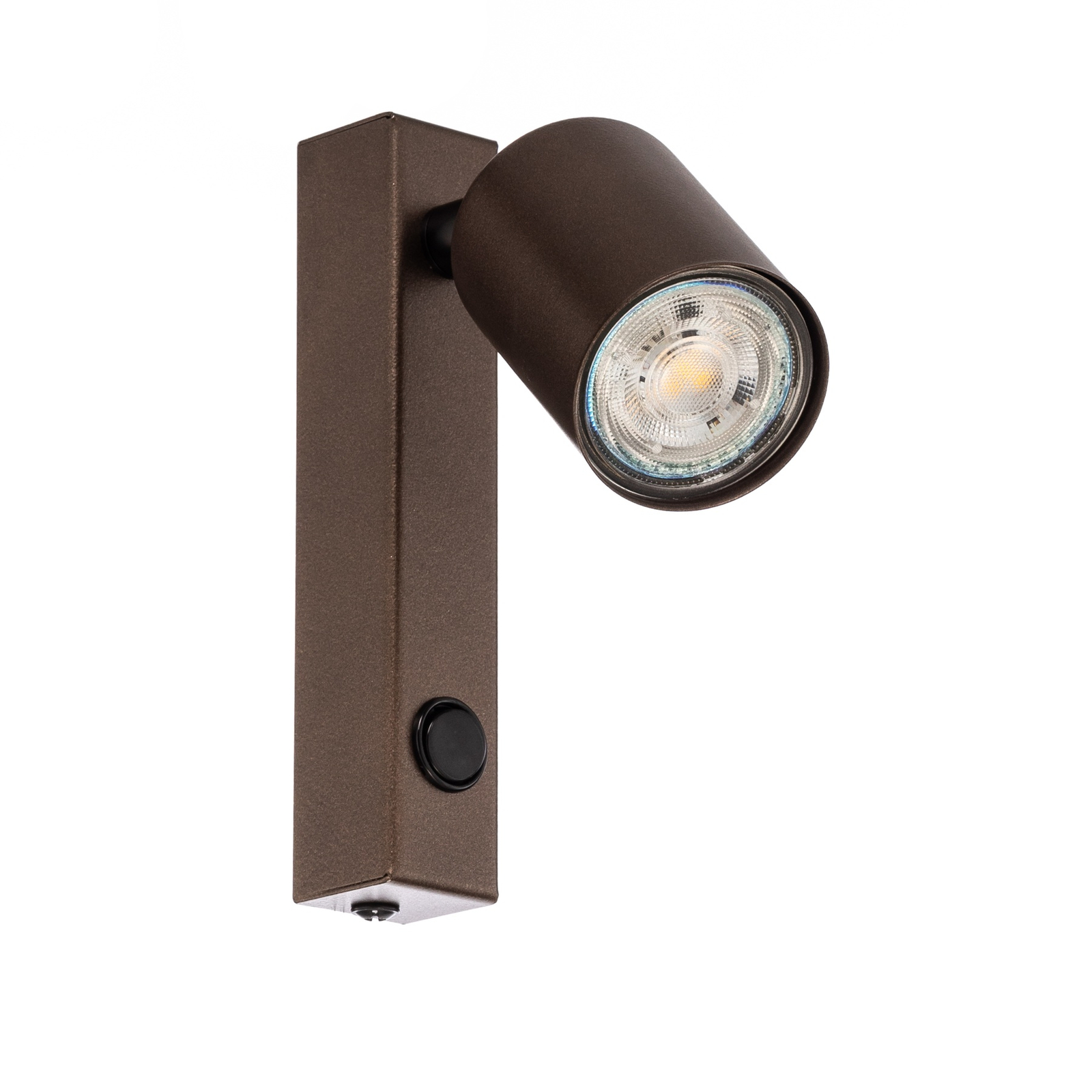 Wall spotlight Top, adjustable, switch, brown, 1-bulb