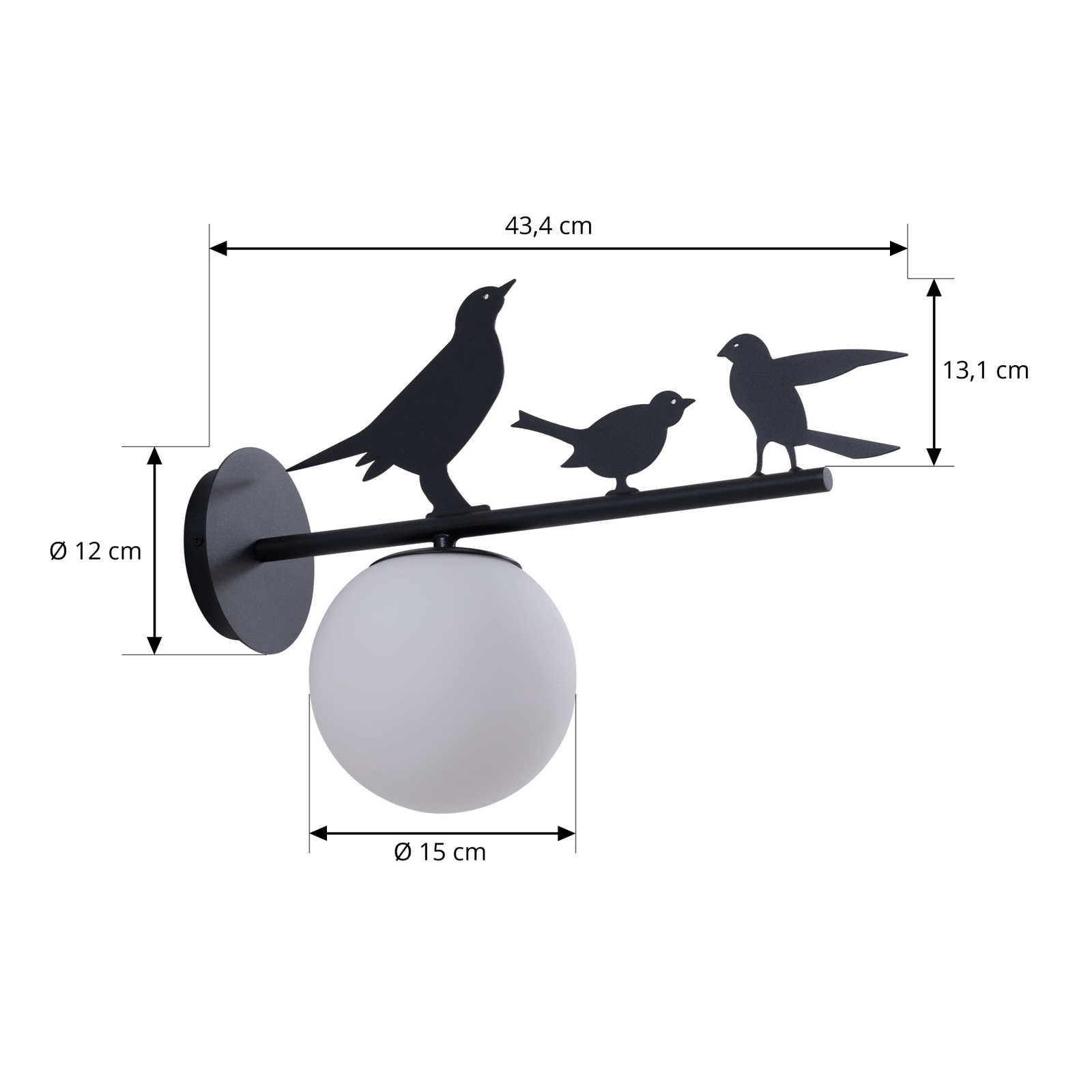 Lintu udendørs væglampe, sort, IP44, metal, fugl - Lindby