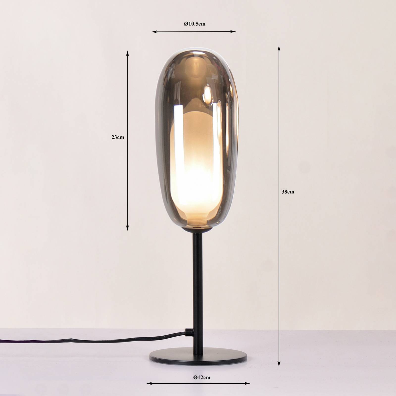 Lampa stołowa KARE Columbo, czarna, szklana, wysokość 39 cm, G9