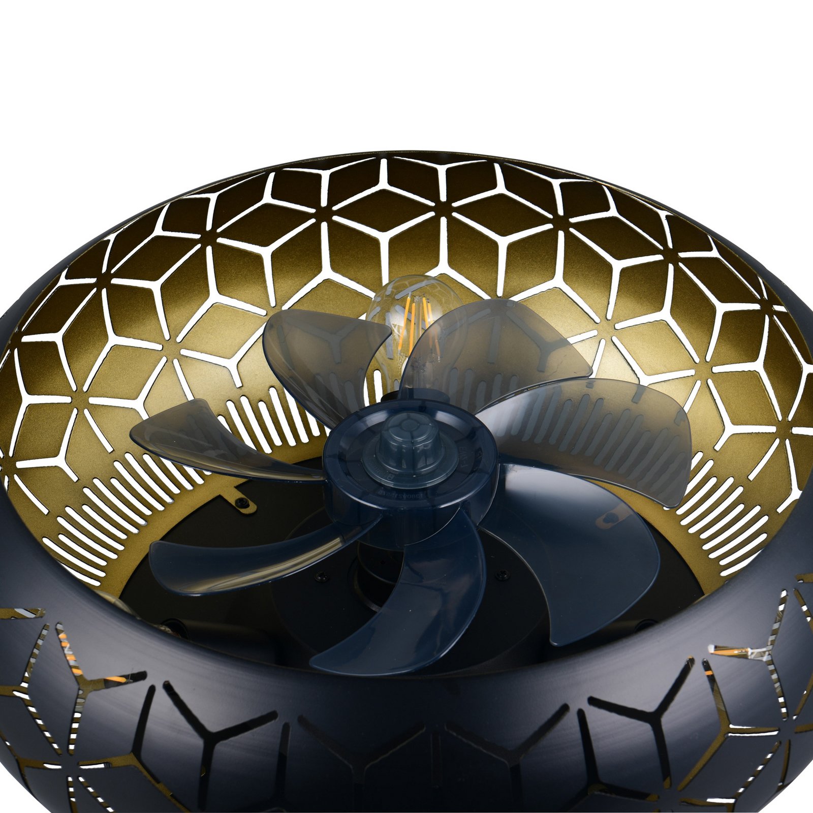 Bidar fan, black/gold, light, remote control, quiet