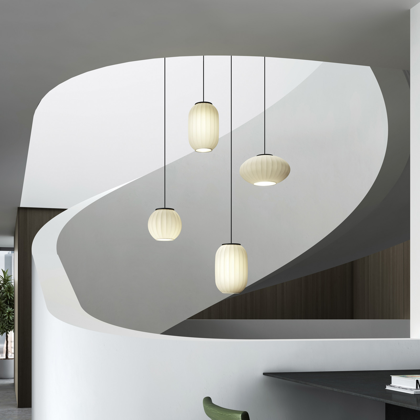 Lampă Mei abajur oval vertical structură negru
