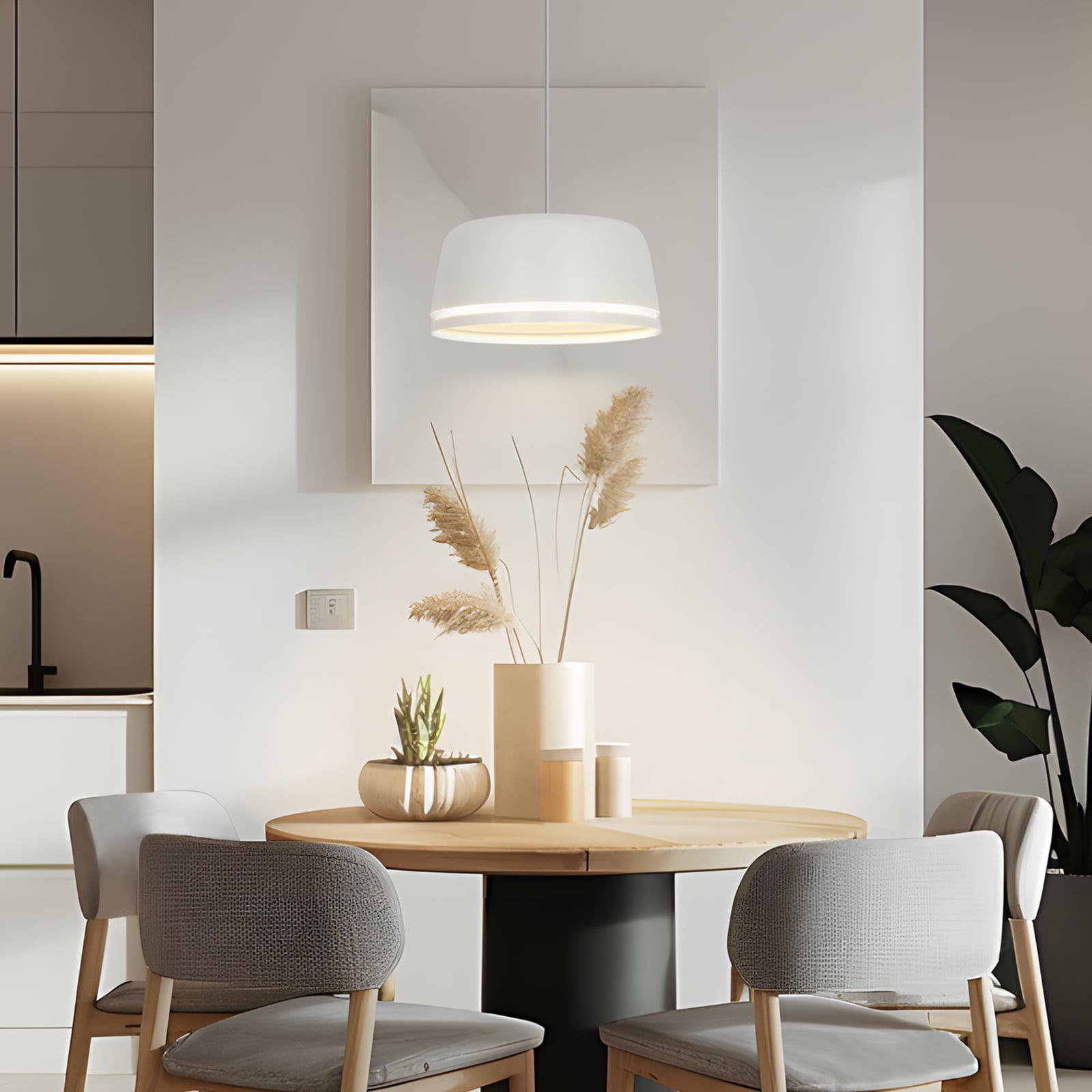 Peaks LED-hengelampe, hvit, Ø 35 cm, dimbar, aluminium - Nola