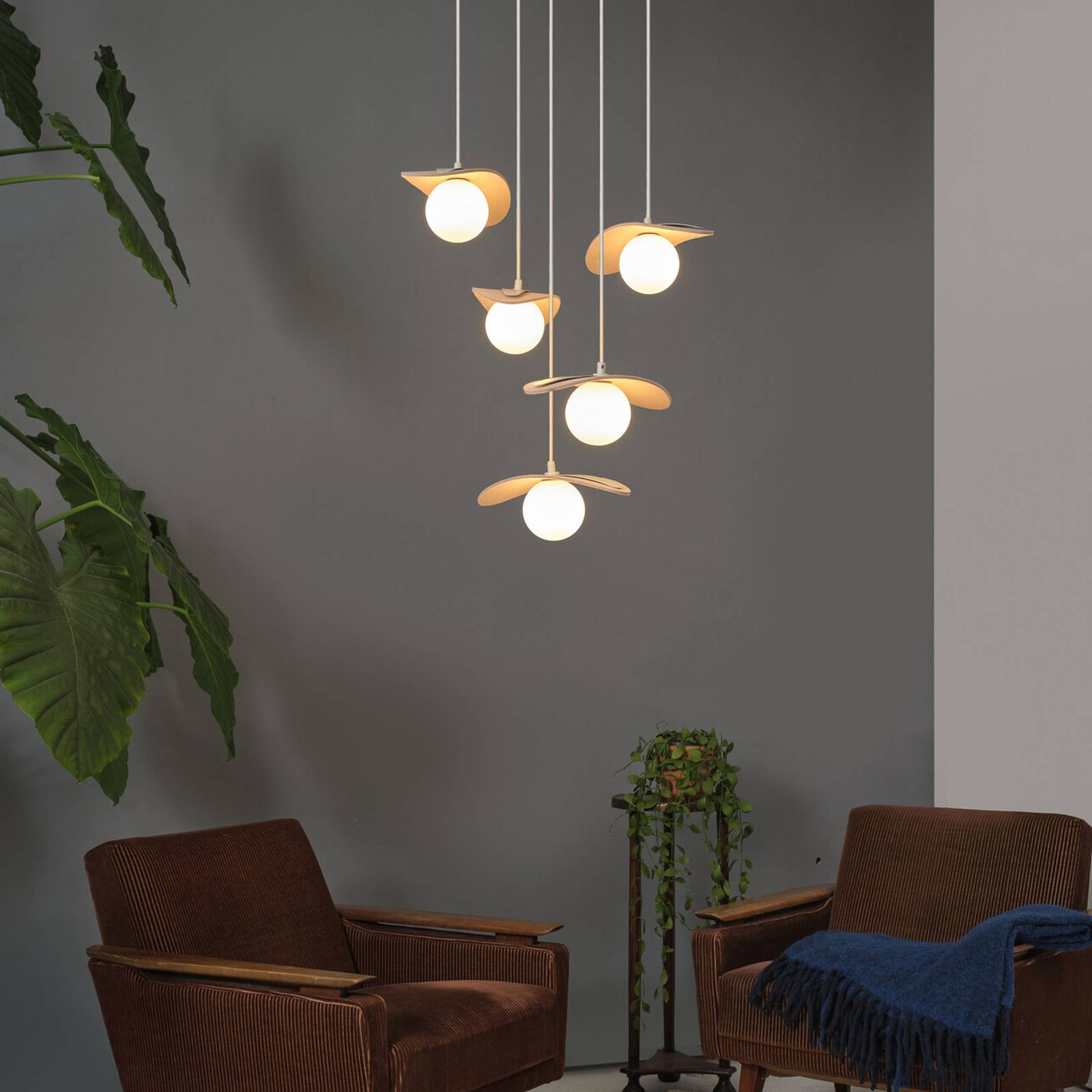OSRAM Hängeleuchte Decor Pearl, 5-flammig, beige, Filz, G9 günstig online kaufen