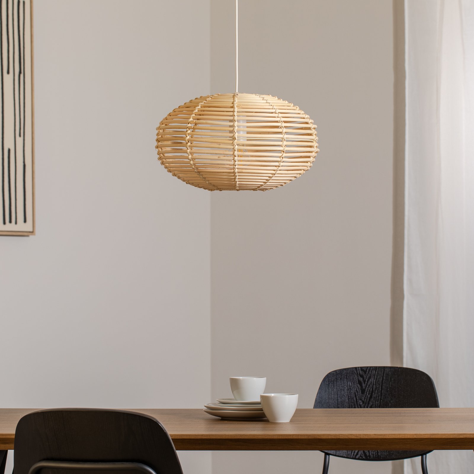 Lámpara colgante RATTAN, Ø 40 cm, marrón natural, ratán, E27
