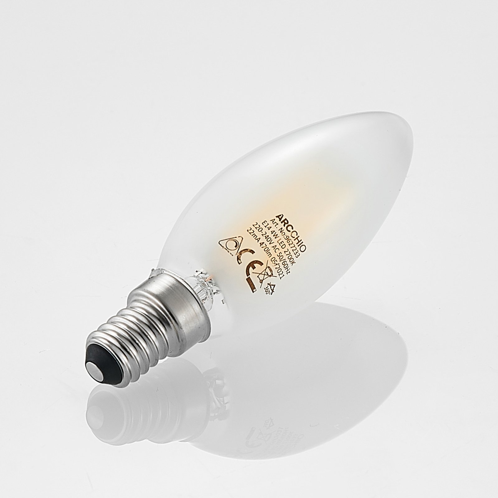 Arcchio LED-Kerzenlampe E14, 4 W, matt, 2.700 K, dimmbar