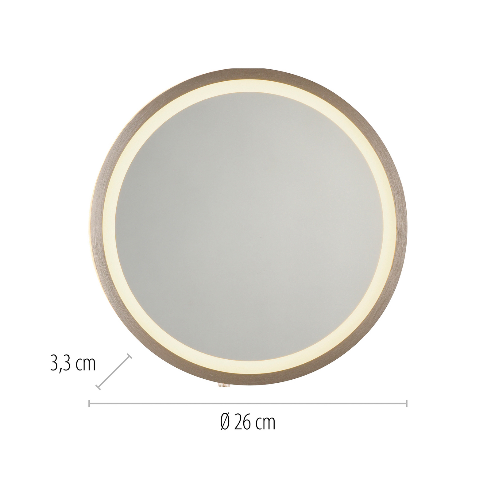 VIDRO LED wall mirror, bronze, Ø 26 cm, power bank, switch