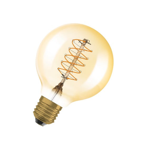 OSRAM LED Vintage 1906, G80, E27, 4,8 W, oro, 2.200 K, dimmerabile.