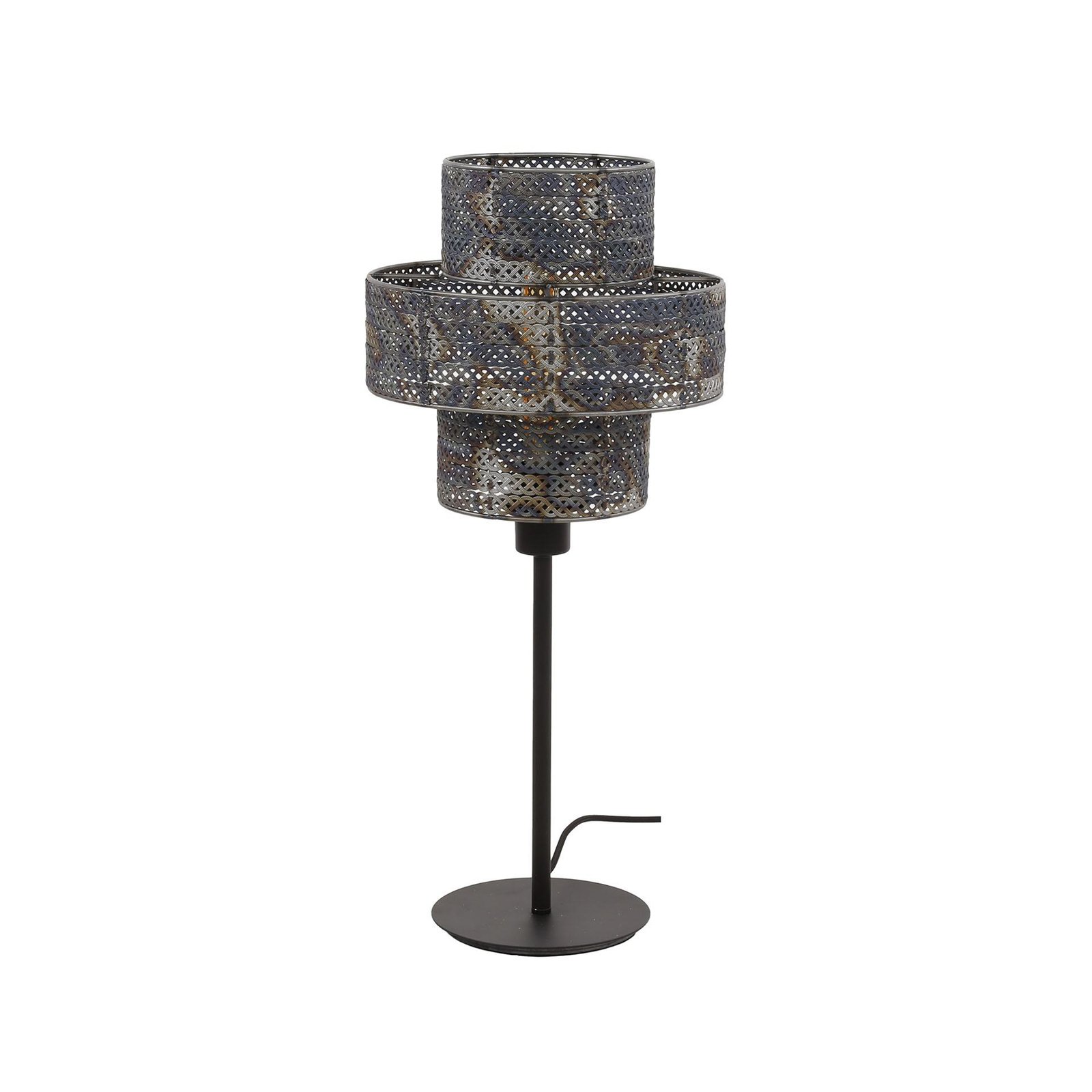 Lámpara de mesa Lantern, negra/quemada, altura 58 cm, metal