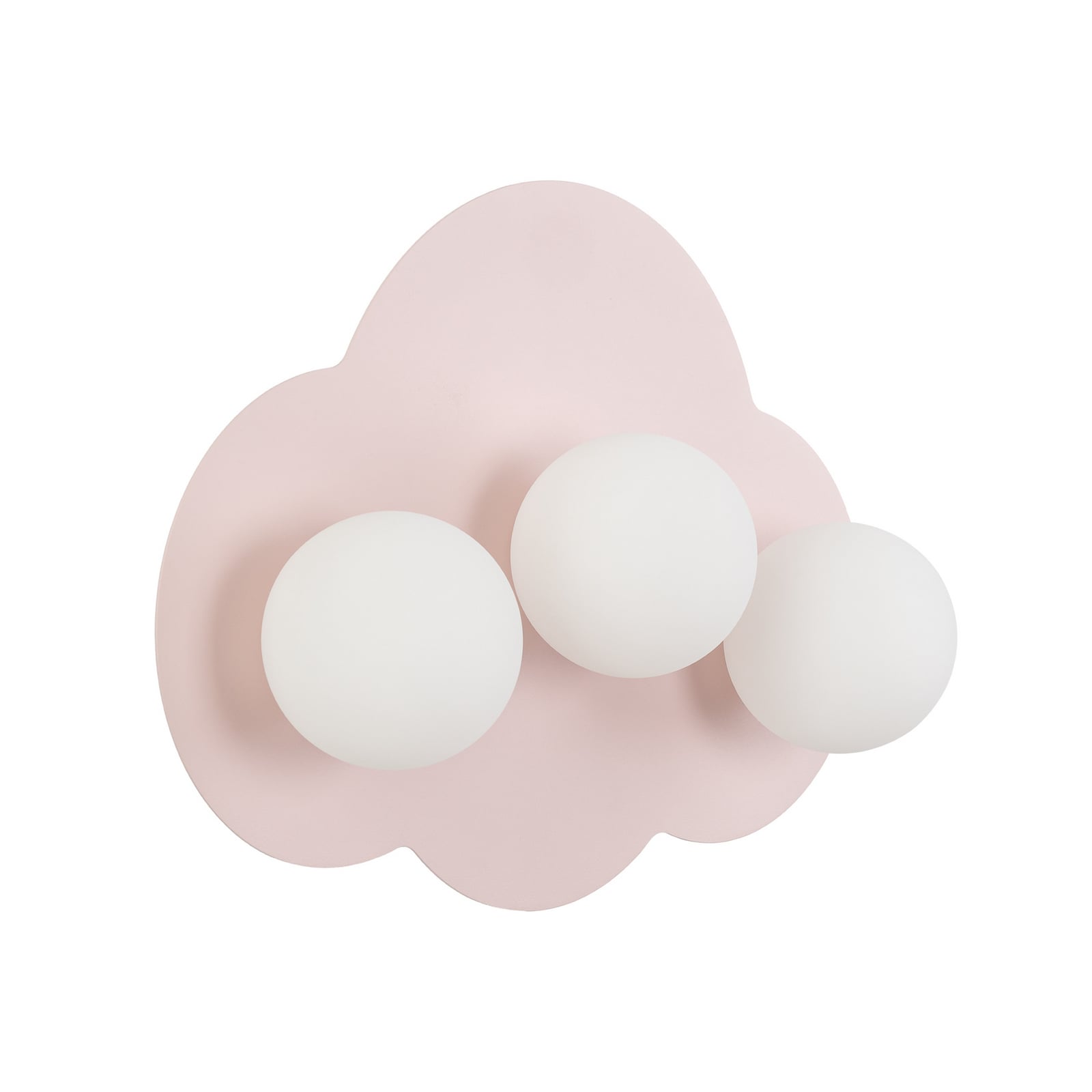 Cloud ceiling light, pink, 3-bulb, glass, length 51 cm, G9