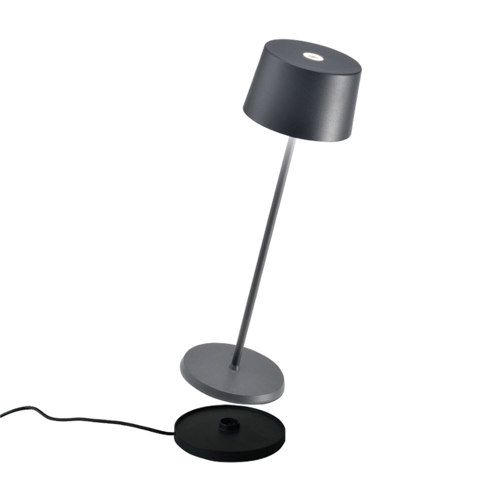 Akumulatorowa lampa stołowa Zafferano Olivia 3K IP65 szara
