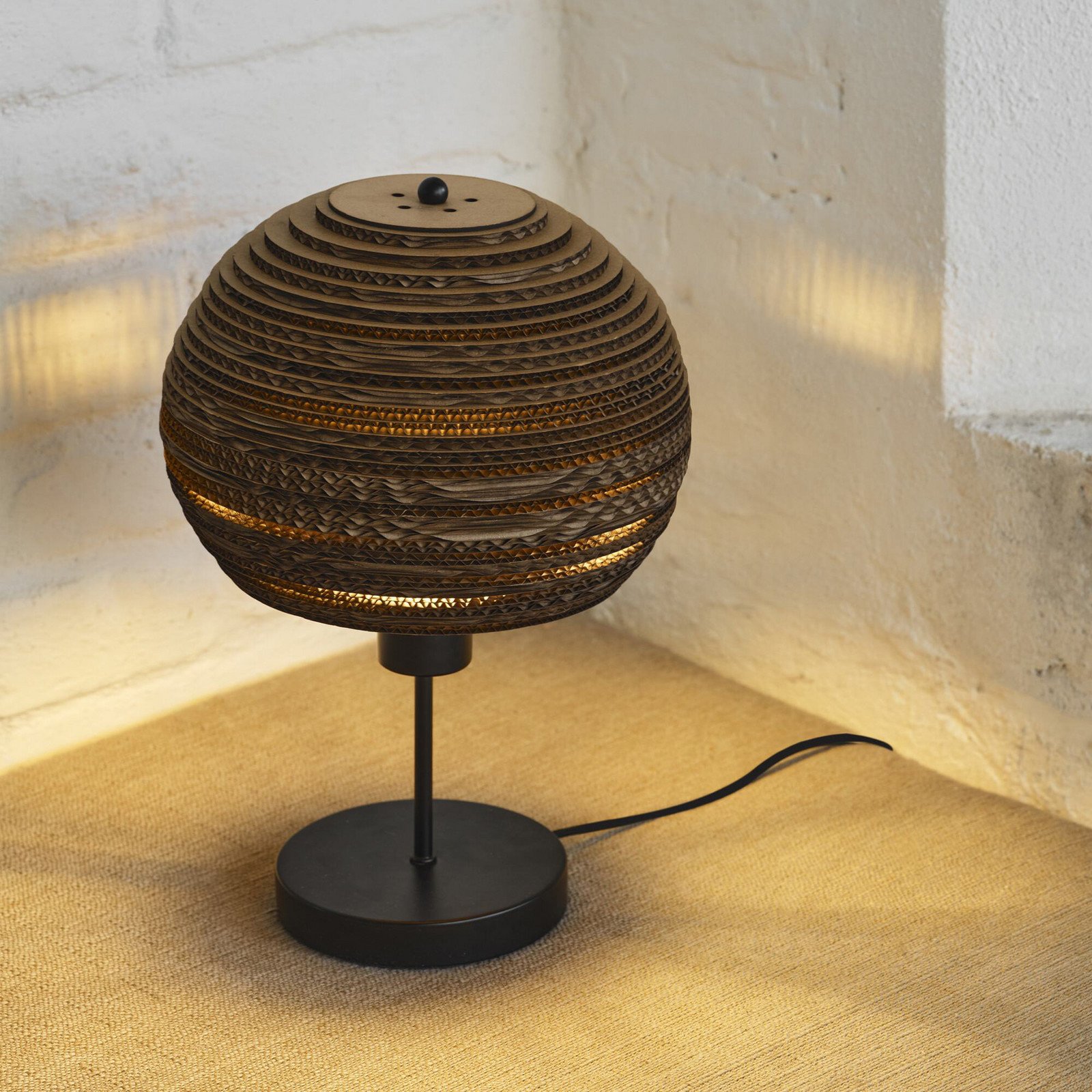 Lampa de masă OSRAM BALL maro înălțime 39 cm carton ondulat E27 - Camera de zi / sufragerie - Hârtie / Carton