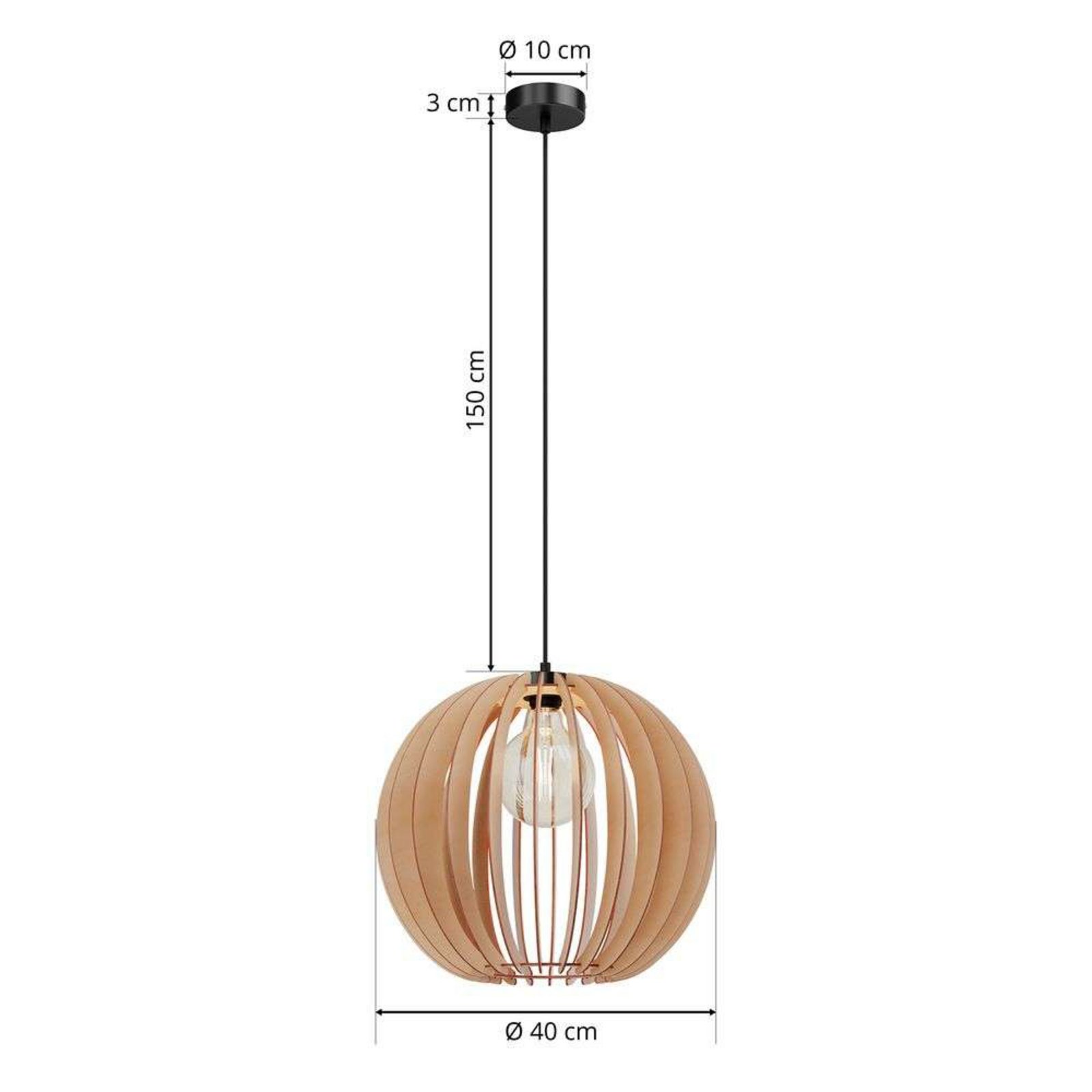 Clay Ø40 Závěsná Lampa Black/Wood - Envostar