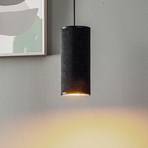 Joni pendant light, textile, 1-bulb black-gold